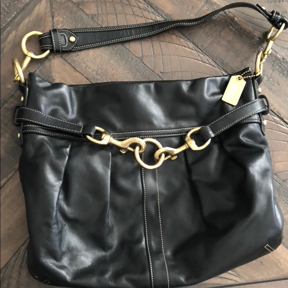 Coach Black Leather Handbag, Like New